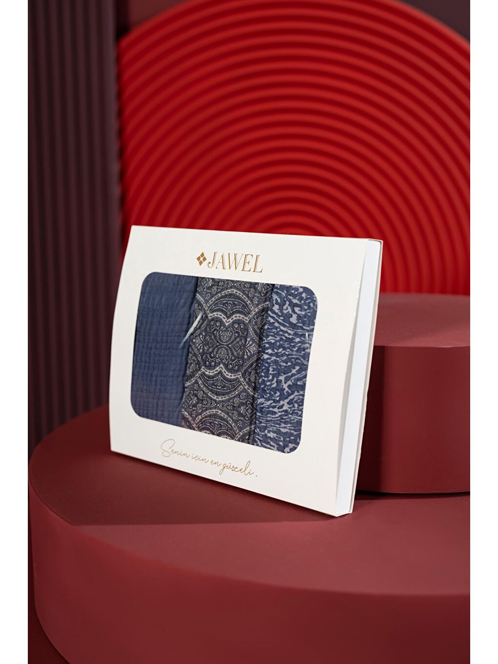 Karışık Kadın Müslin Şal Paketi İndigo ( Degrade-Petra-Tyana)-1