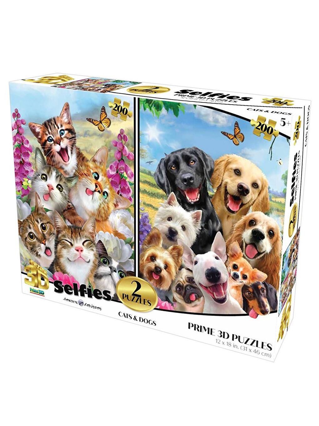 Kediler ve Köpekler Selfie İkili Puzzle 200 Parça 10236