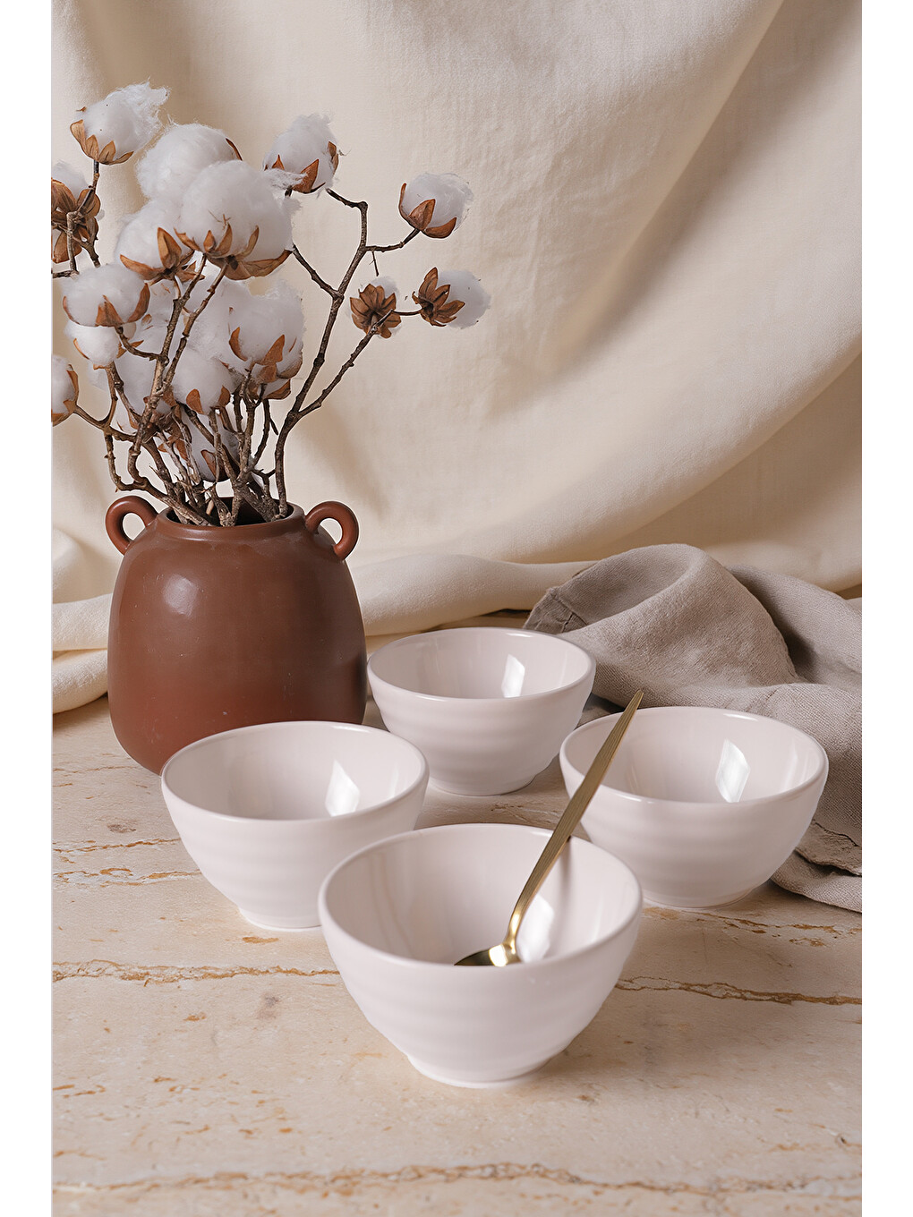 Beyaz Escargot Kase 14 cm 4 Adet-3