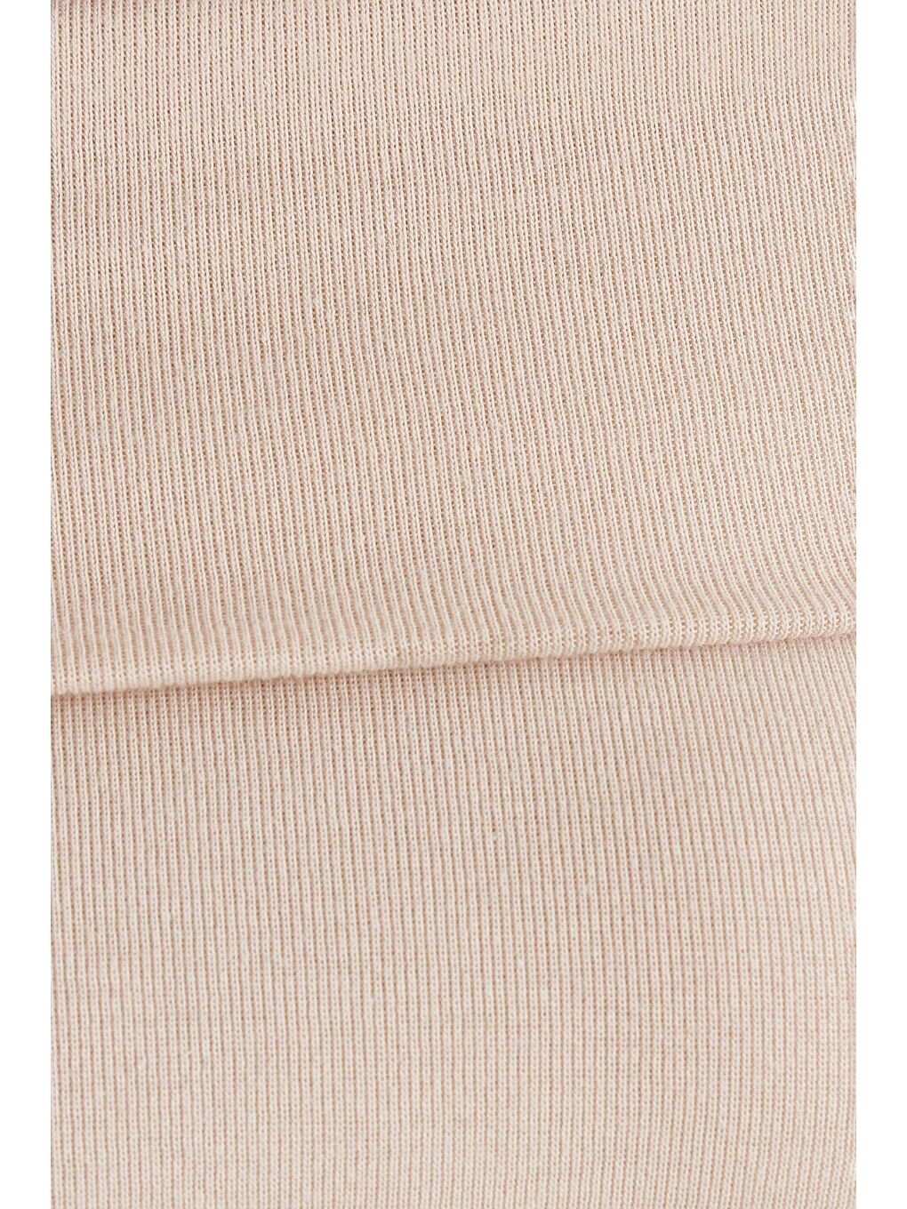 Bej Kadın Standart Fit Normal Kesim Taş Straplez Bluz-5