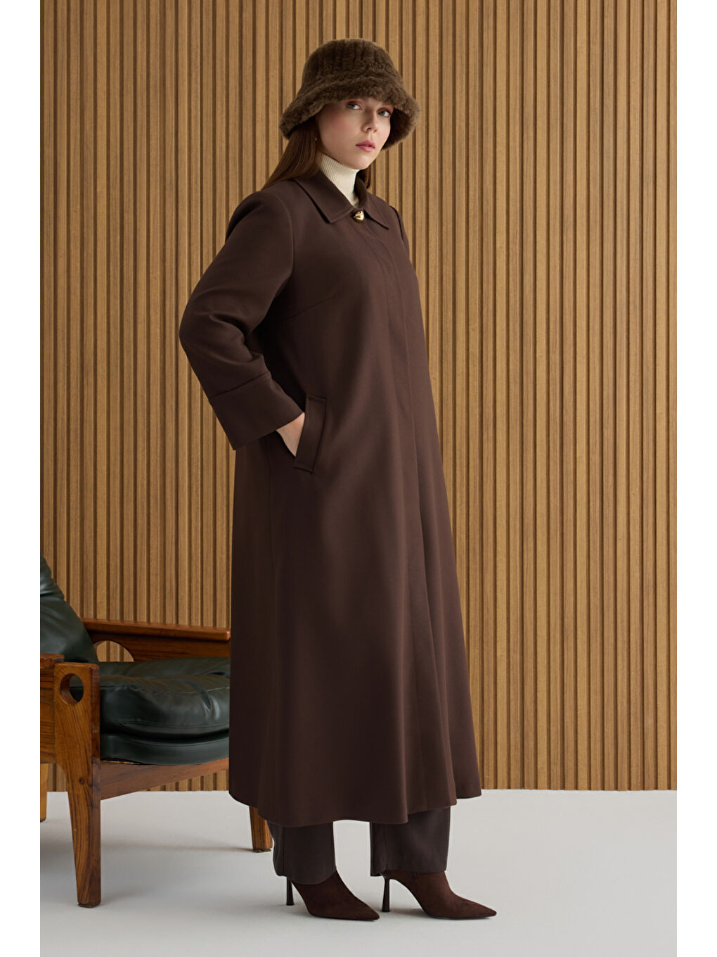 Kahverengi Dokuma Pardösü