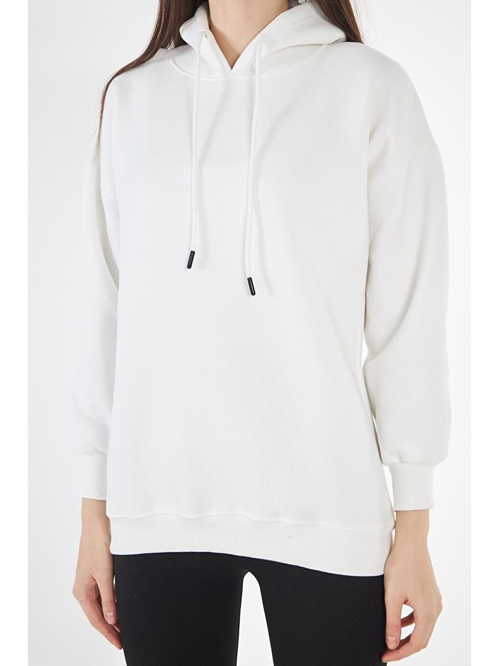 Beyaz Kadın Oversize Sweatshirt-1