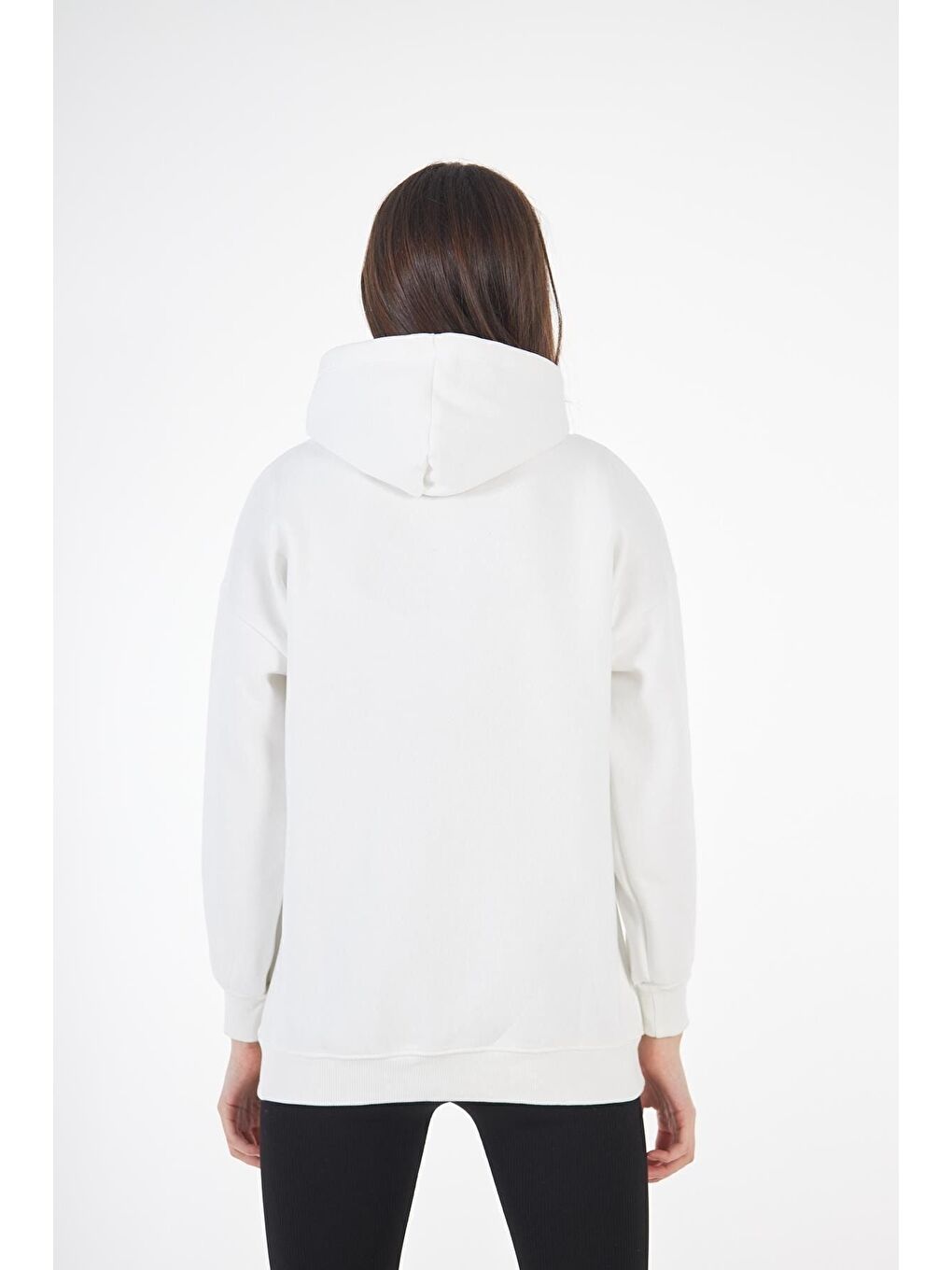 Beyaz Kadın Oversize Sweatshirt-4