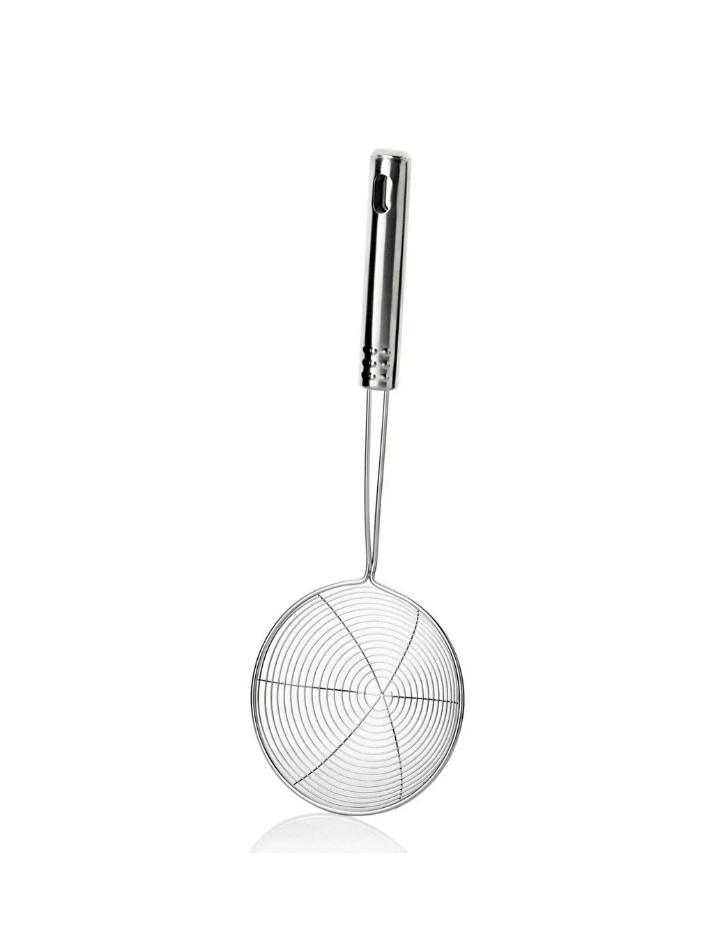 Gri Metal Saplı Kevgir 18-16-14 Cm Çap -Üç Boy Kevgir Seti-1