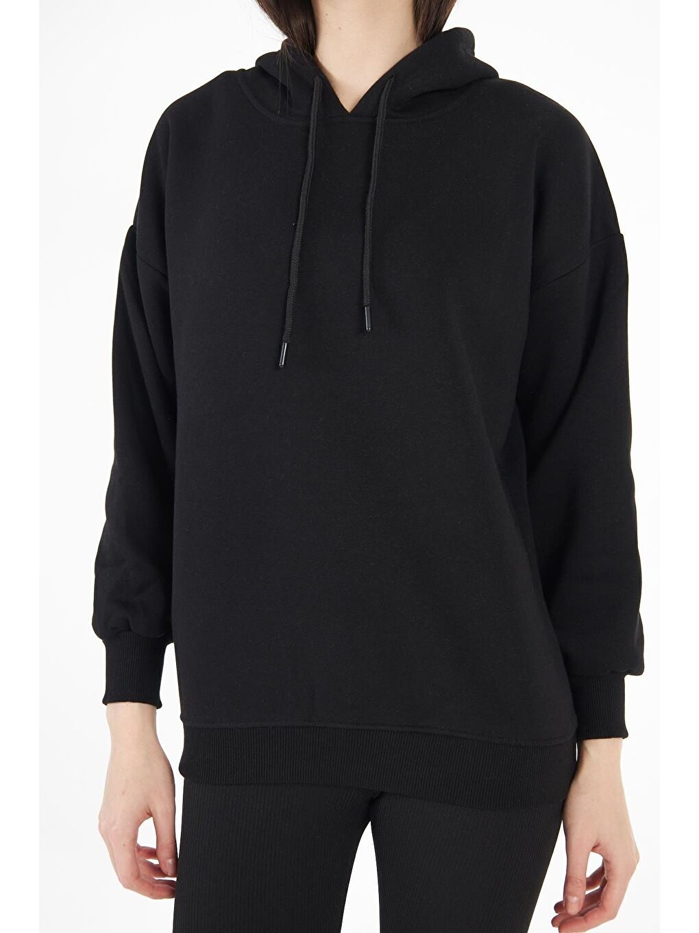 Siyah Kadın Oversize Sweatshirt-1