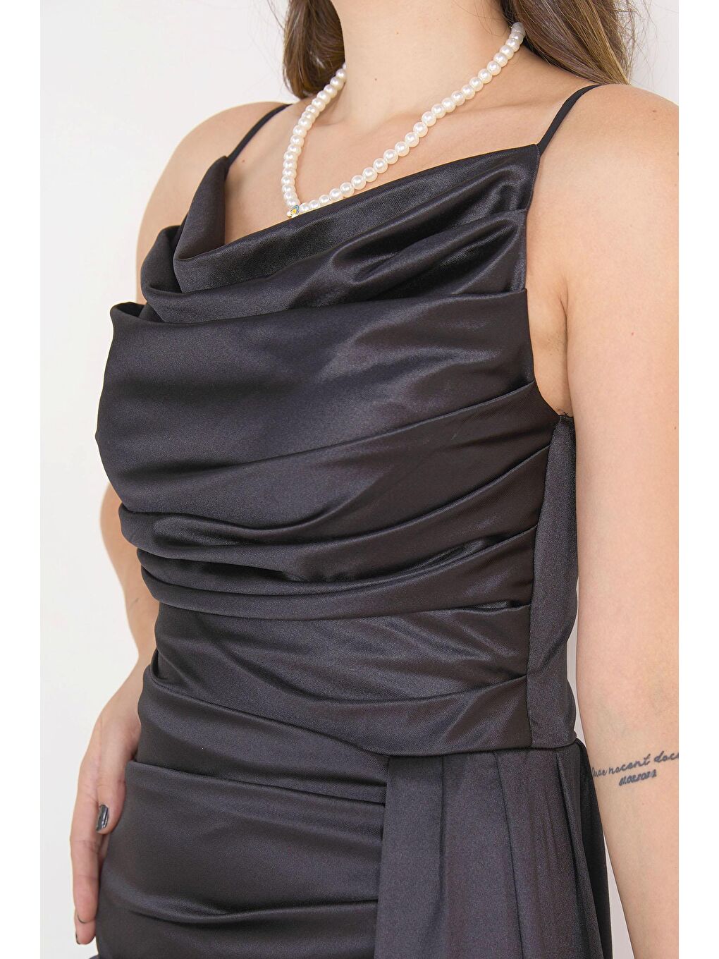 Orta Kadın Siyah Abiye Elbise - 23149-6