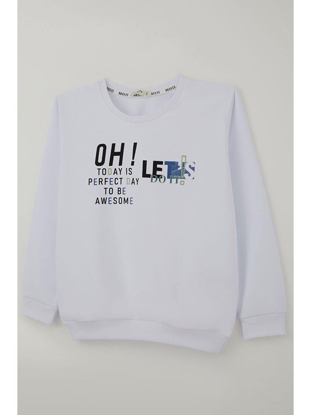 Erkek Çocuk Sweatshirt Renkli Yazı Baskılı Beyaz (10-16 Yaş)-2