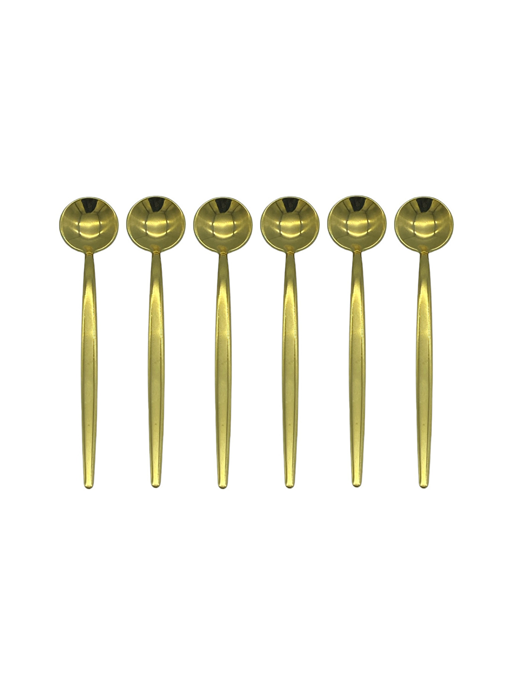 Sarı Gold Yuvarlak Çay Kaşık Seti 6 Adet, Kutulu, 18/10 Paslanmaz Çelik 6 Kişilik Çay Kaşığı Seti 13 Cm