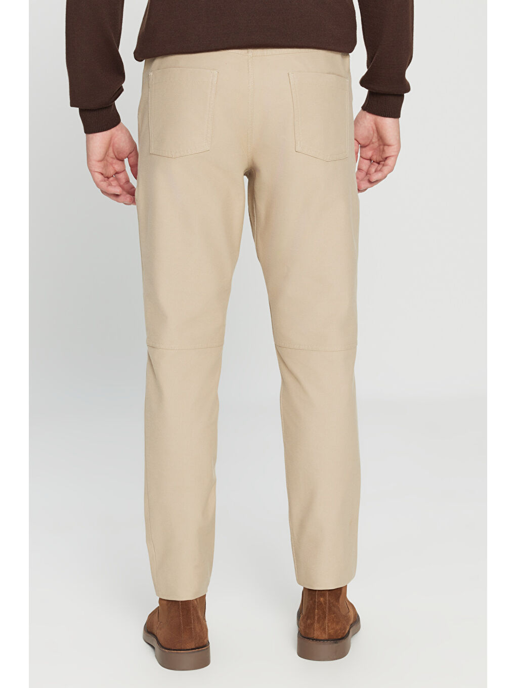 Erkek Bej 360 Her Yöne Esneyen Slim Fit Dar Kesim Pamuklu 5 Cep Casual Pantolon-4