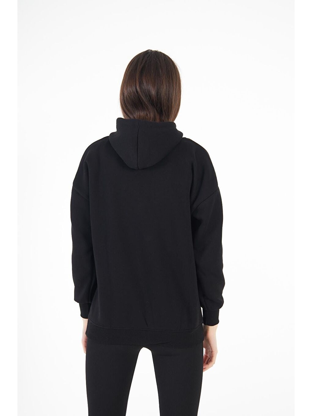 Siyah Kadın Oversize Sweatshirt-5