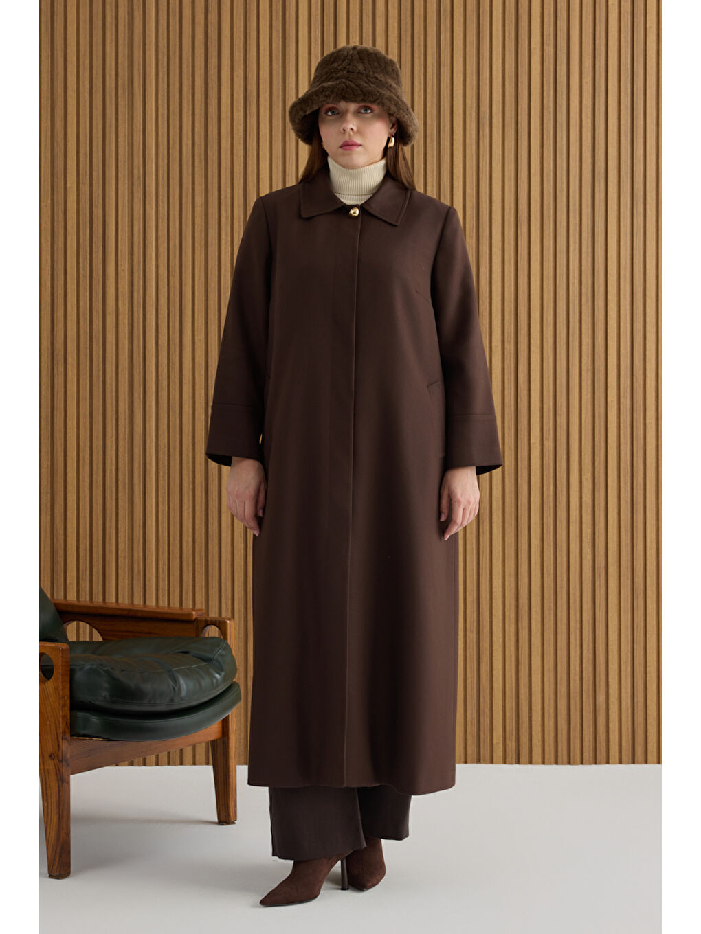 Kahverengi Dokuma Pardösü-1