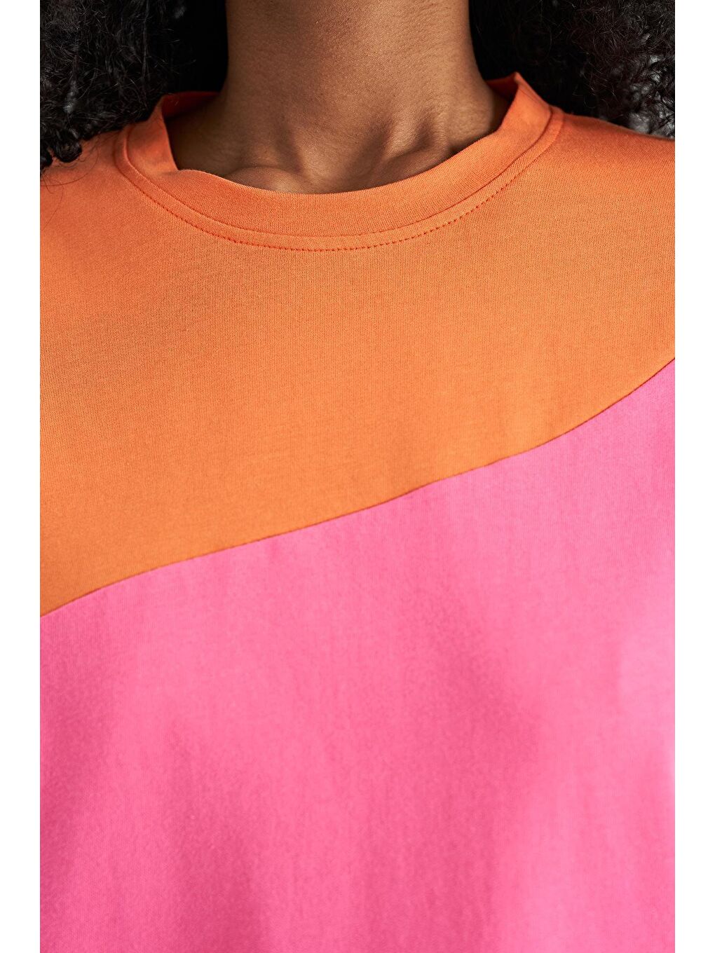 Veryperi Turuncu Oranj Çok Renkli Oversize Basic Kadın Sweatshirt - 02278 - 1