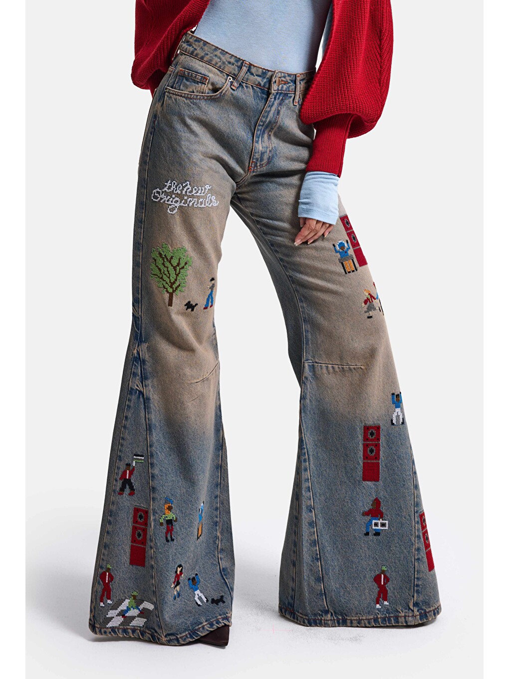 Mavi Kadın Koyu Jean 2w6-85 Loose Flare Fit Nakış Detaylı Özel Tsarım Denim Jean