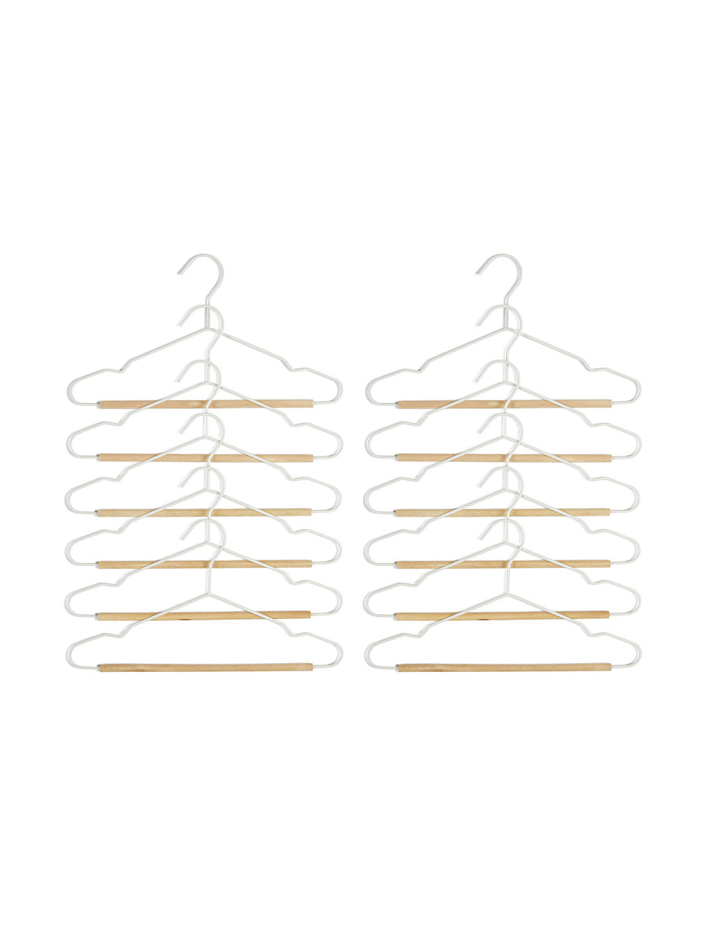 12'li Ahşap Destekli Mat Beyaz Renk Kauçuk Kaplamalı Metal Çocuk Giysi Askısı 18 x 32 x 0.3 cm-3