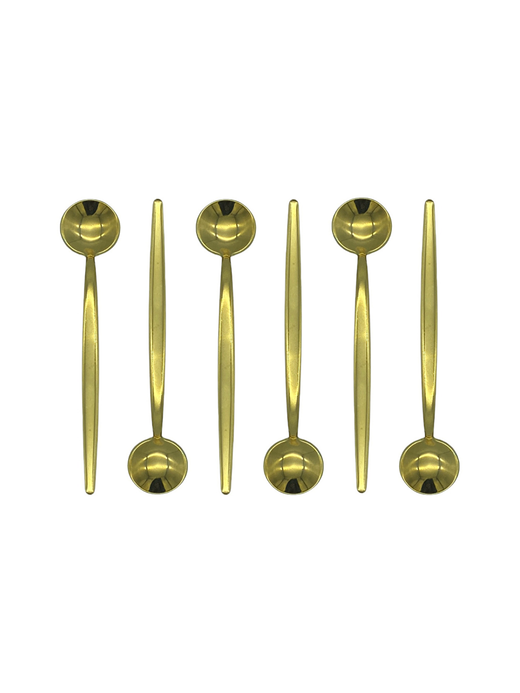 Sarı Gold Yuvarlak Çay Kaşık Seti 6 Adet, Kutulu, 18/10 Paslanmaz Çelik 6 Kişilik Çay Kaşığı Seti 13 Cm-1