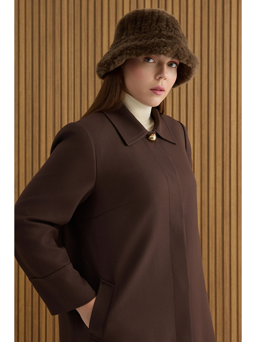 Kahverengi Dokuma Pardösü-2