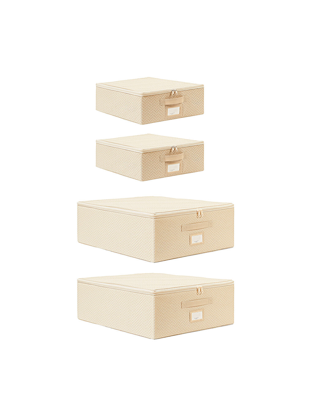 4'lü Bej Balıksırtı Destekli Hurç Set 2 Adet 31 x 38 x 12 + 45 x 55 x 18 cm-1