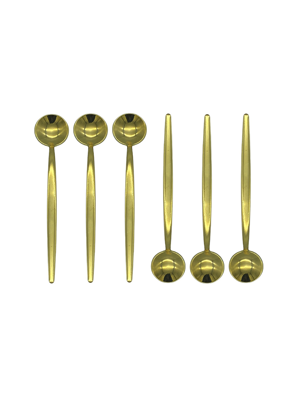 Sarı Gold Yuvarlak Çay Kaşık Seti 6 Adet, Kutulu, 18/10 Paslanmaz Çelik 6 Kişilik Çay Kaşığı Seti 13 Cm-2