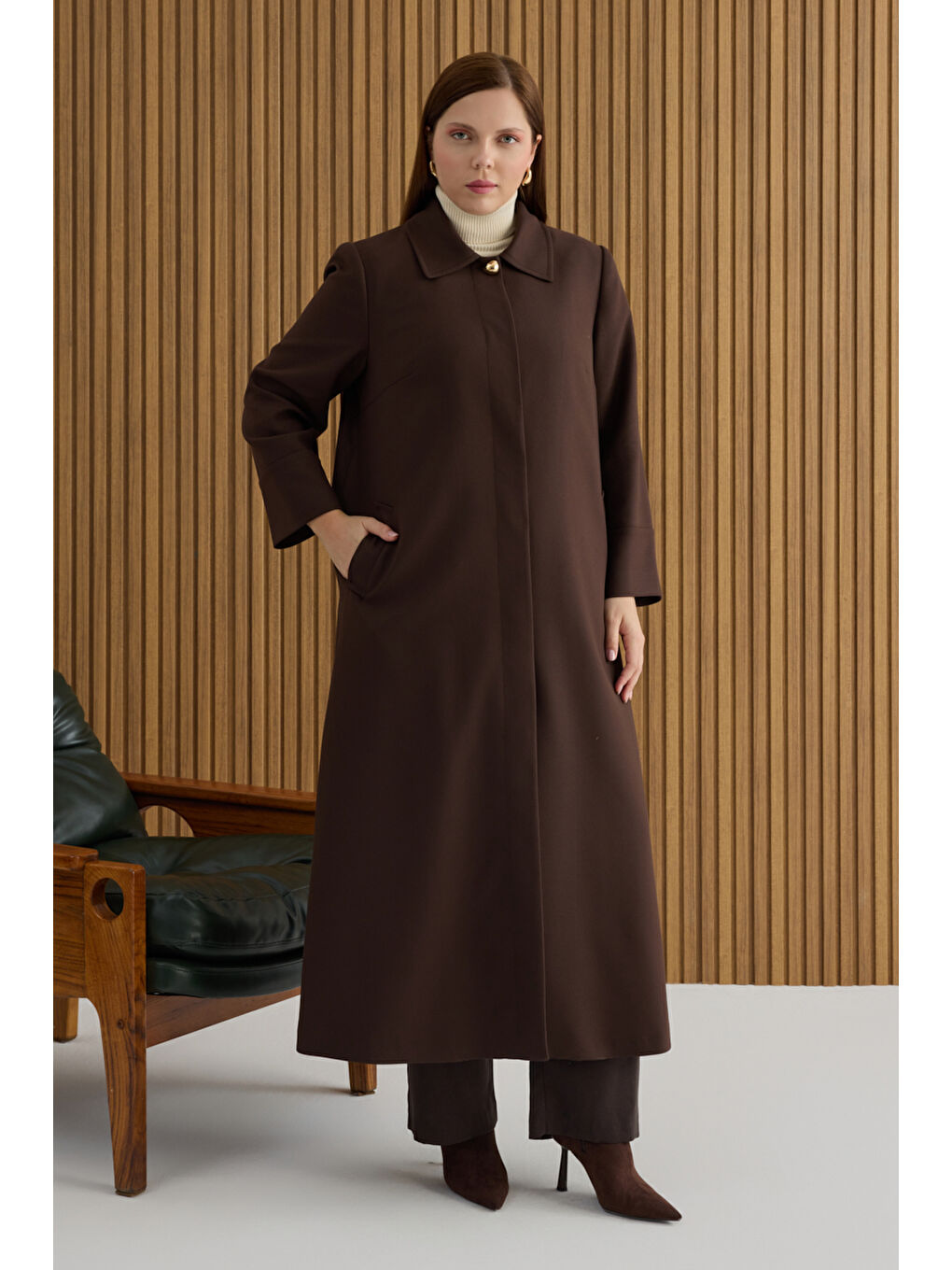 Kahverengi Dokuma Pardösü-3