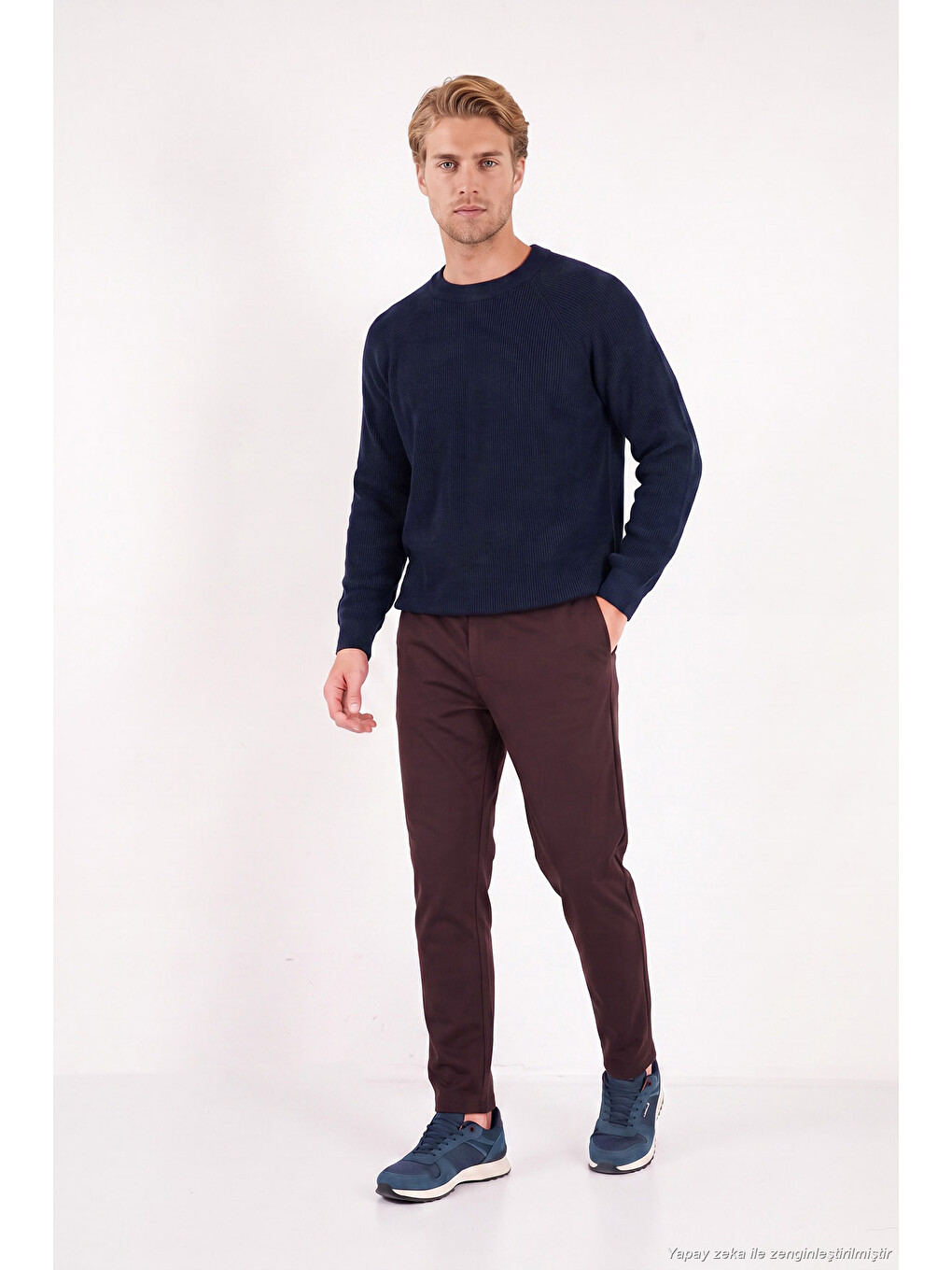 Lacivert Pamuklu Regular Fit Bisiklet Yaka Kazak 7020263-3