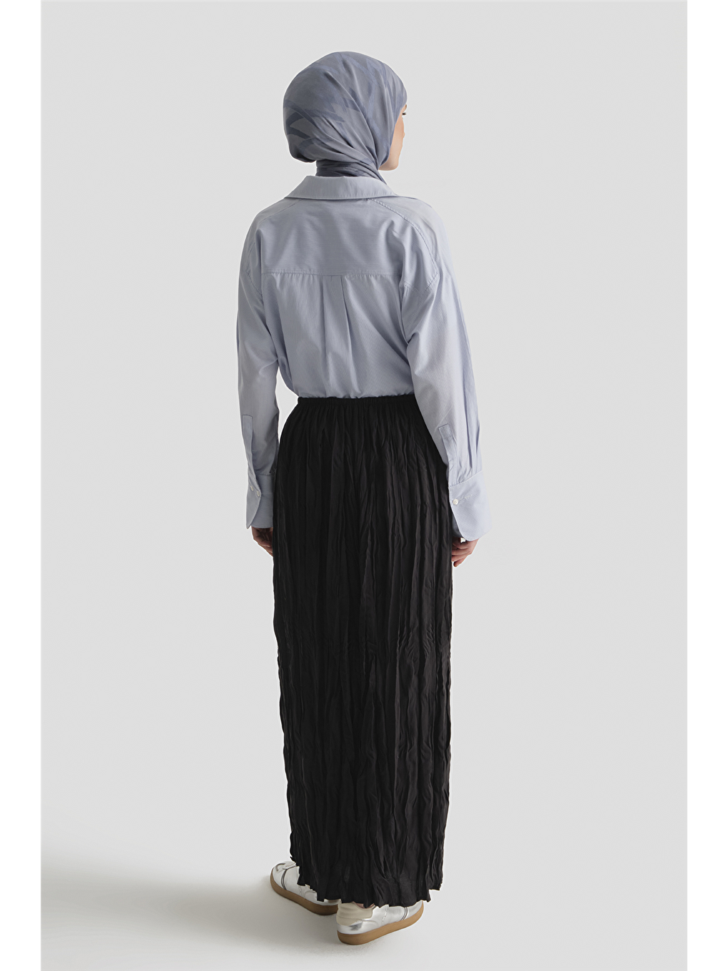 Relax Kırışık Görünümlü  Etek Siyah-3