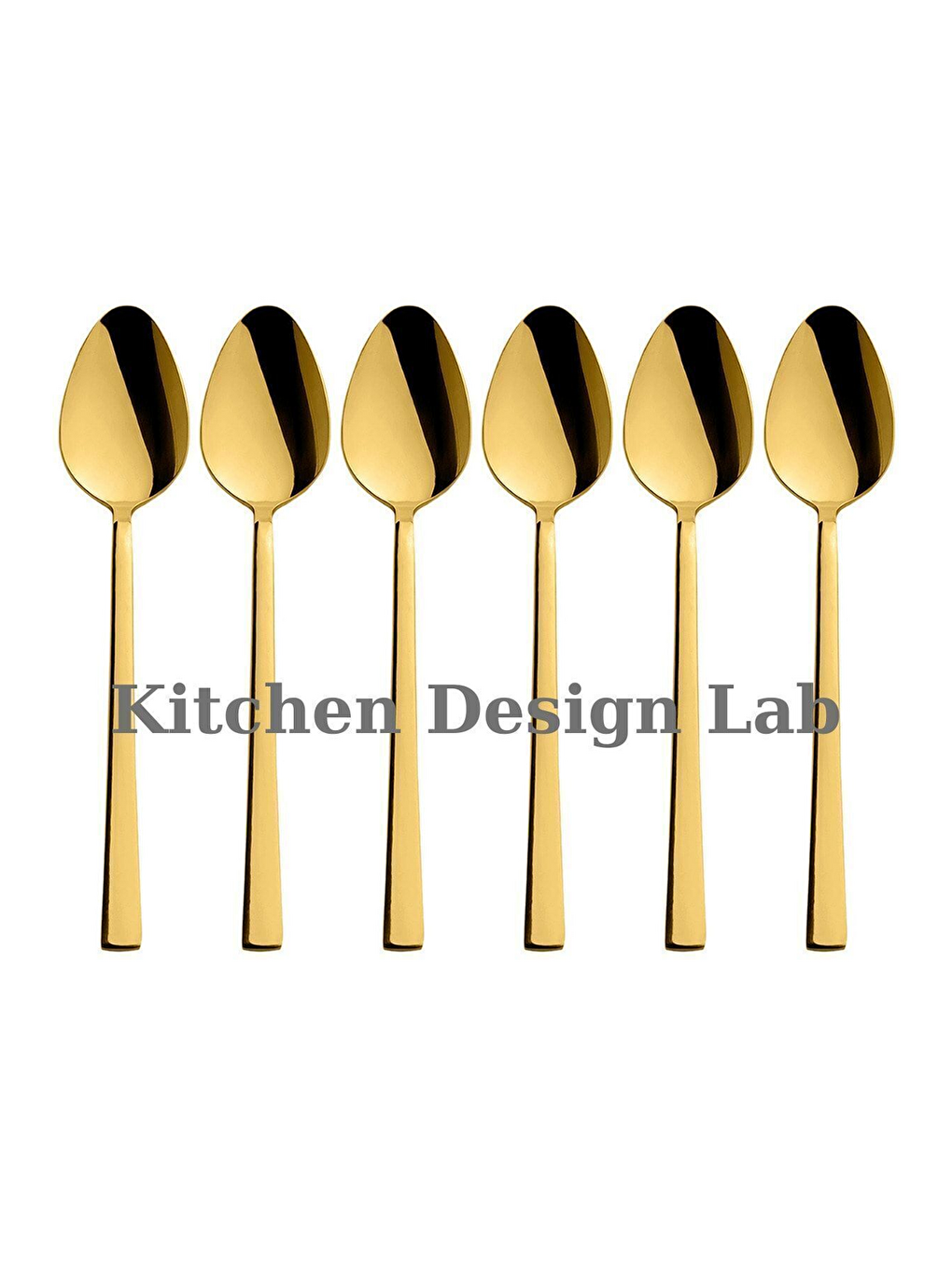 Sarı Gold Parlak Çay Kaşık Seti 6 Adet, Kutulu, 18/10 Paslanmaz Çelik 6 Kişilik Çay Kaşığı Seti