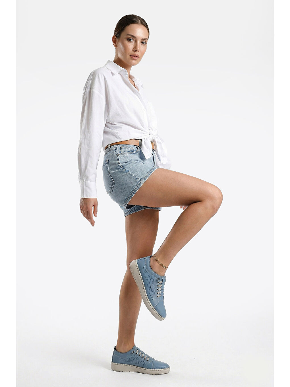 Mavi Kadın MAVİ Bağcıklı Hakiki Deri Comfort Ayakkabı-2