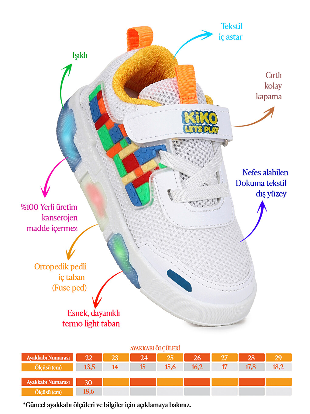 Beyaz Scarpe Cırtlı Işıklı Erkek Bebek / Çocuk Spor Ayakkabı-1