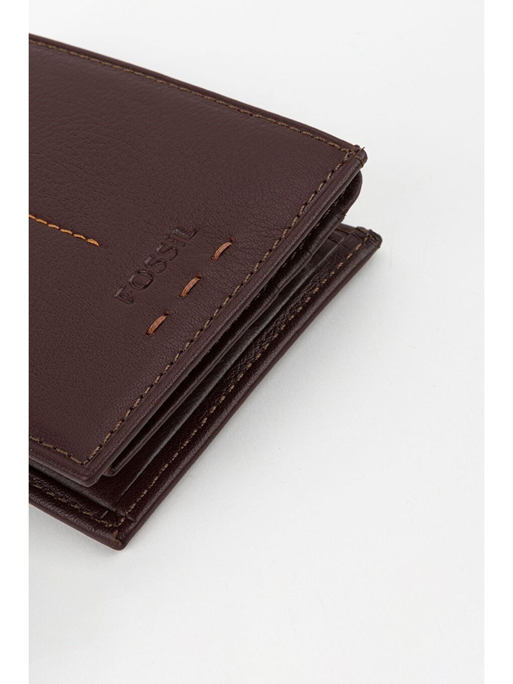 Kutulu Hakiki Deri Dikiş Detaylı Kahverengi Yatay Erkek El Portföyü Cüzdan-3