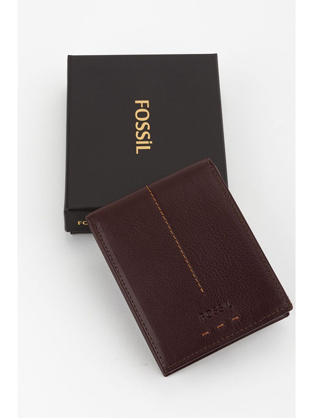 Kutulu Hakiki Deri Dikiş Detaylı Kahverengi Yatay Erkek El Portföyü Cüzdan-4