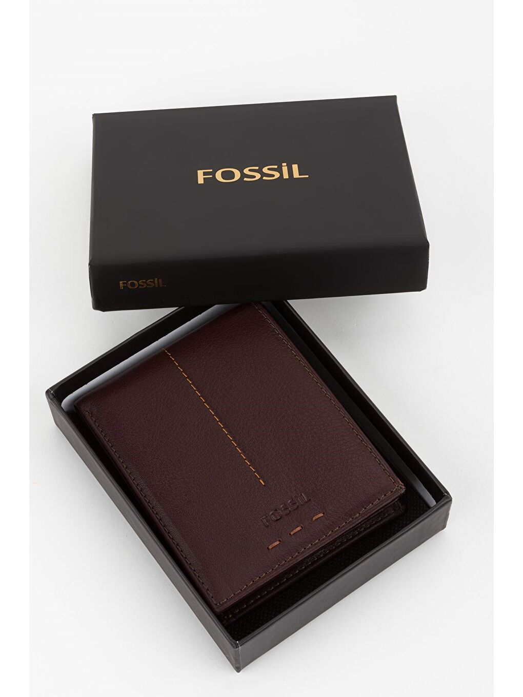 Kutulu Hakiki Deri Dikiş Detaylı Kahverengi Yatay Erkek El Portföyü Cüzdan-5