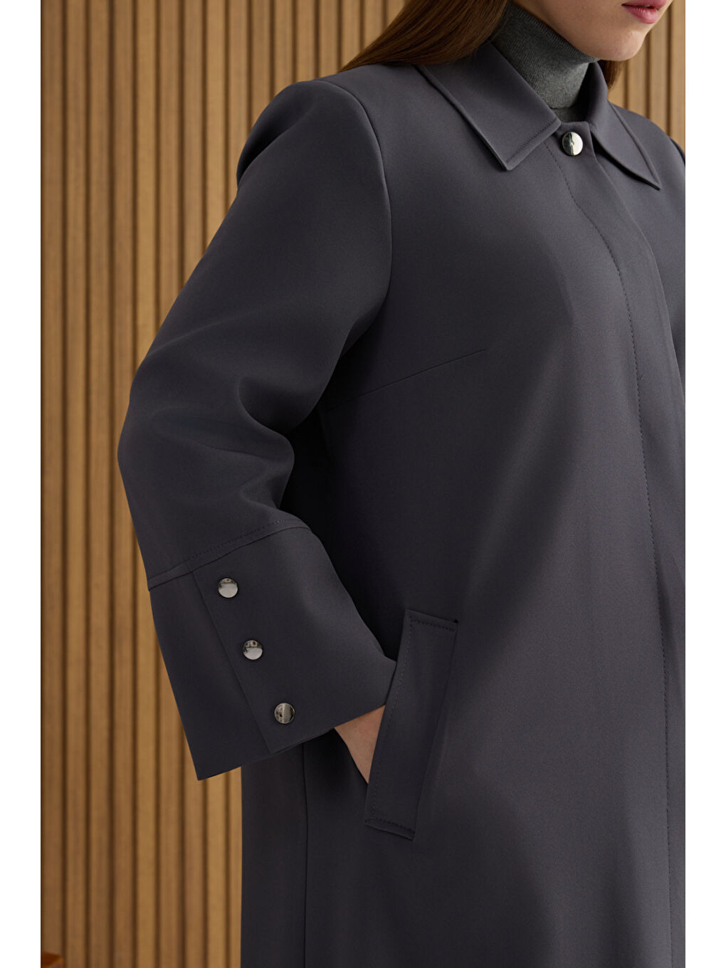 Antrasit Dokuma Pardösü-4