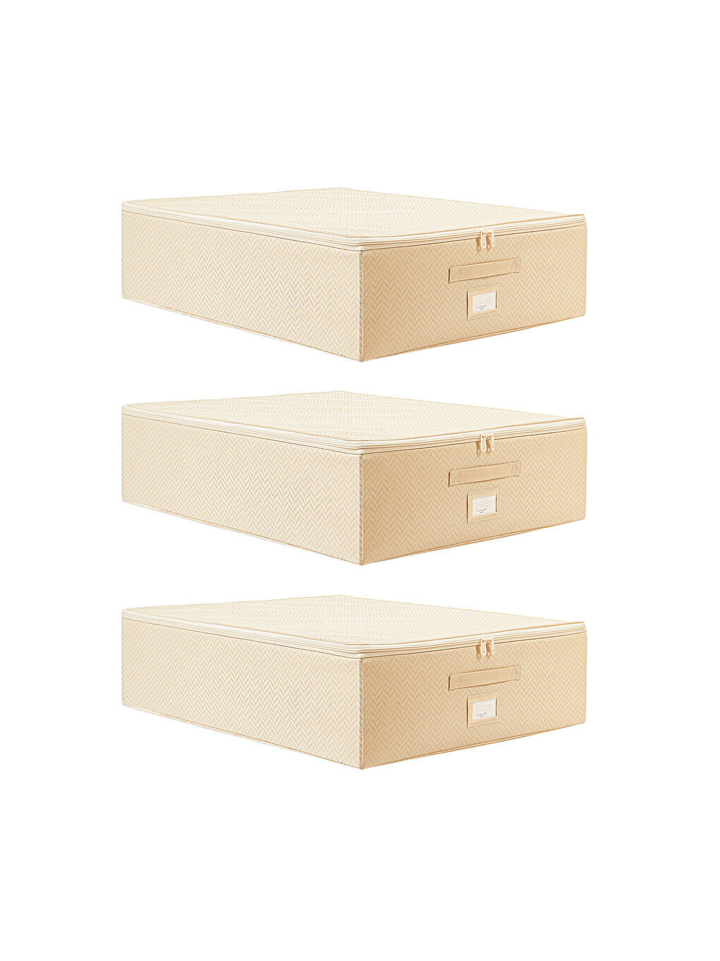 3'lü Büyük Boy Bej Balıksırtı Destekli Hurç Set 55 x 70 x 18 cm-1