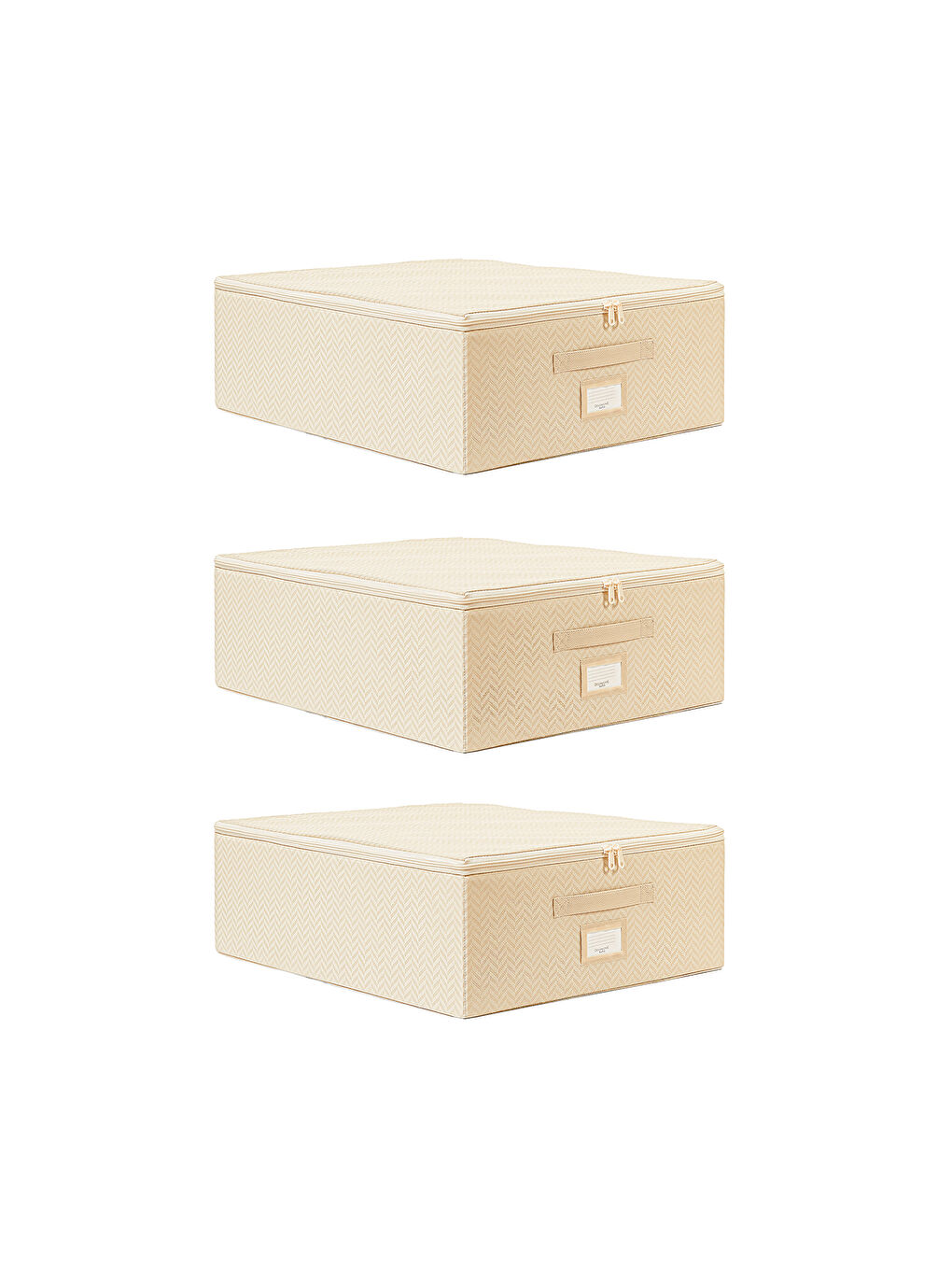 3'lü Orta Boy Bej Balıksırtı Destekli Hurç Set 45 x 55 x 18 cm-1