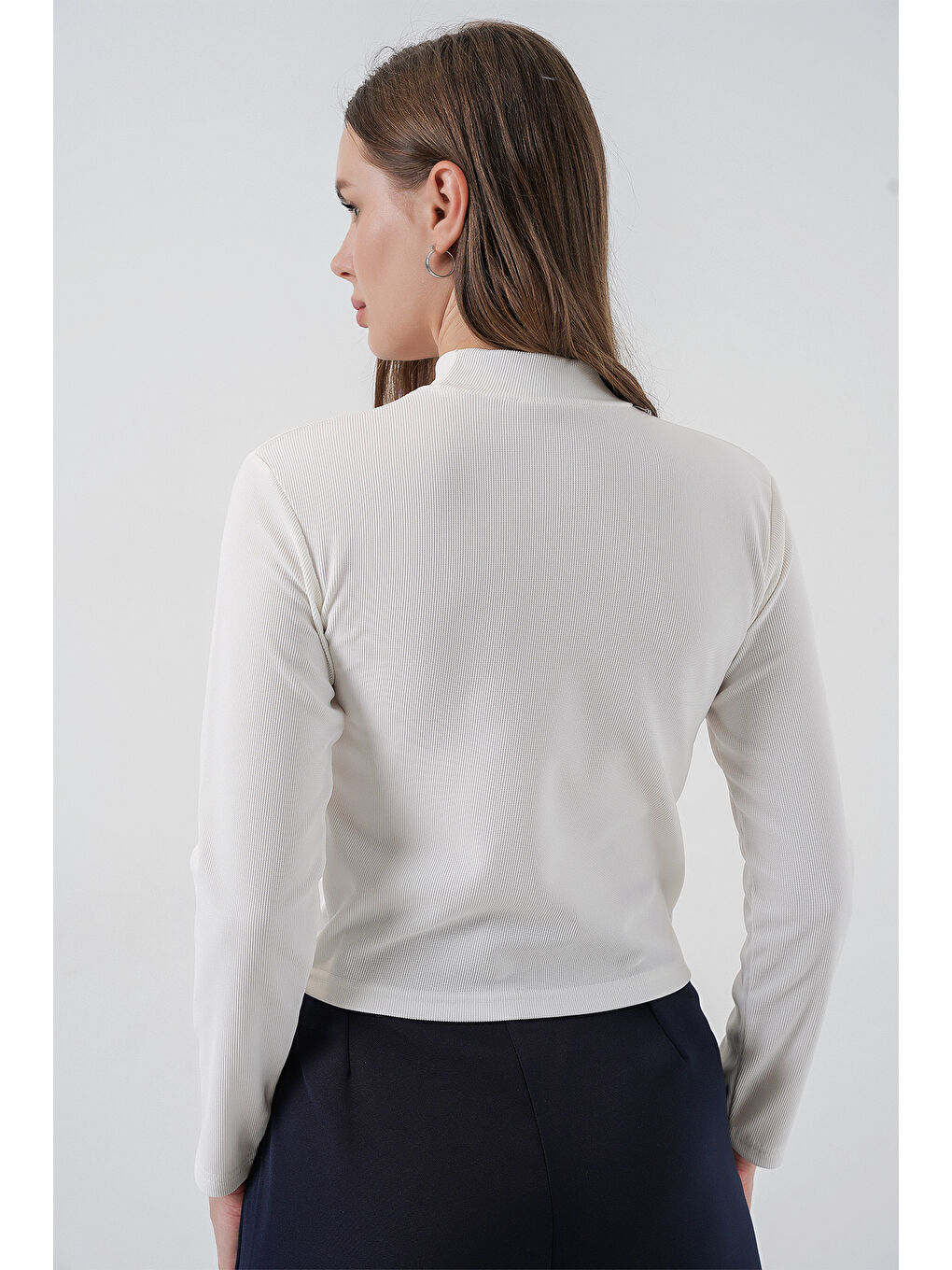 Kadın Çiçekli Örme Bluz 978 - Beyaz-5