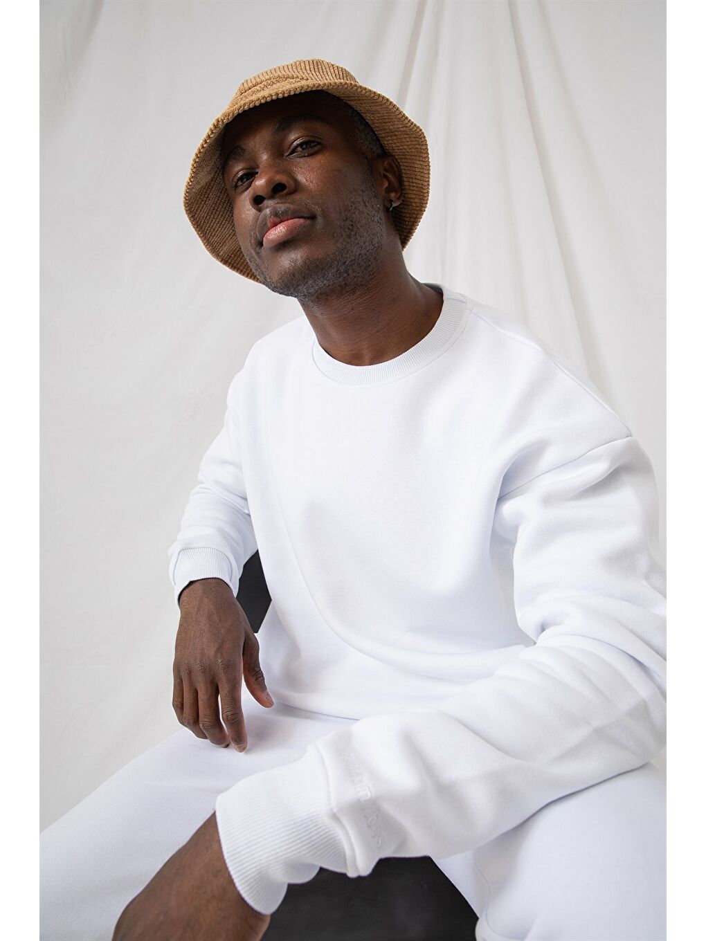 Erkek Vibe Oversize Beyaz Sweatshirt