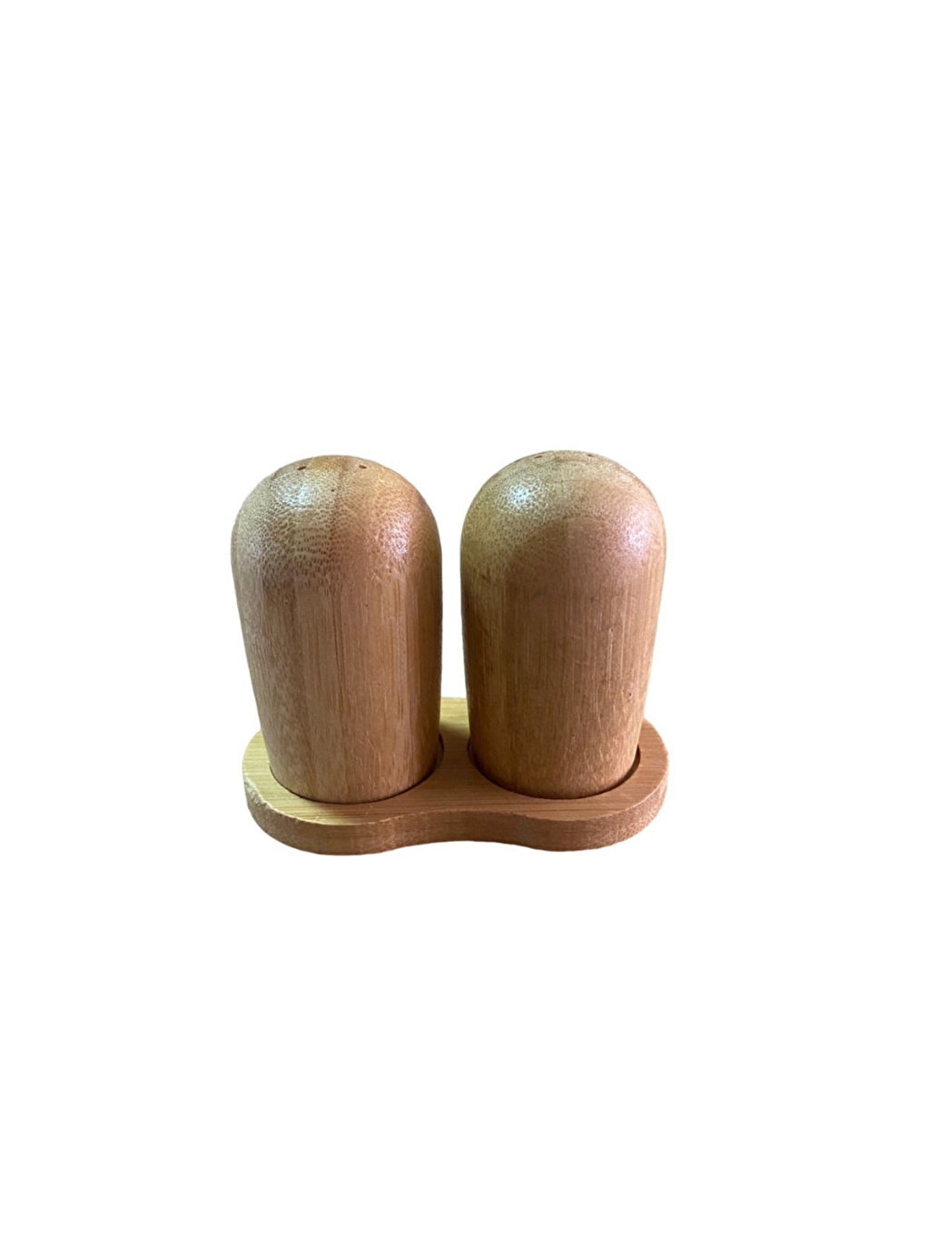 Ekru Bambu Standlı Tuzluk Karabiberlik 2'li Set-2