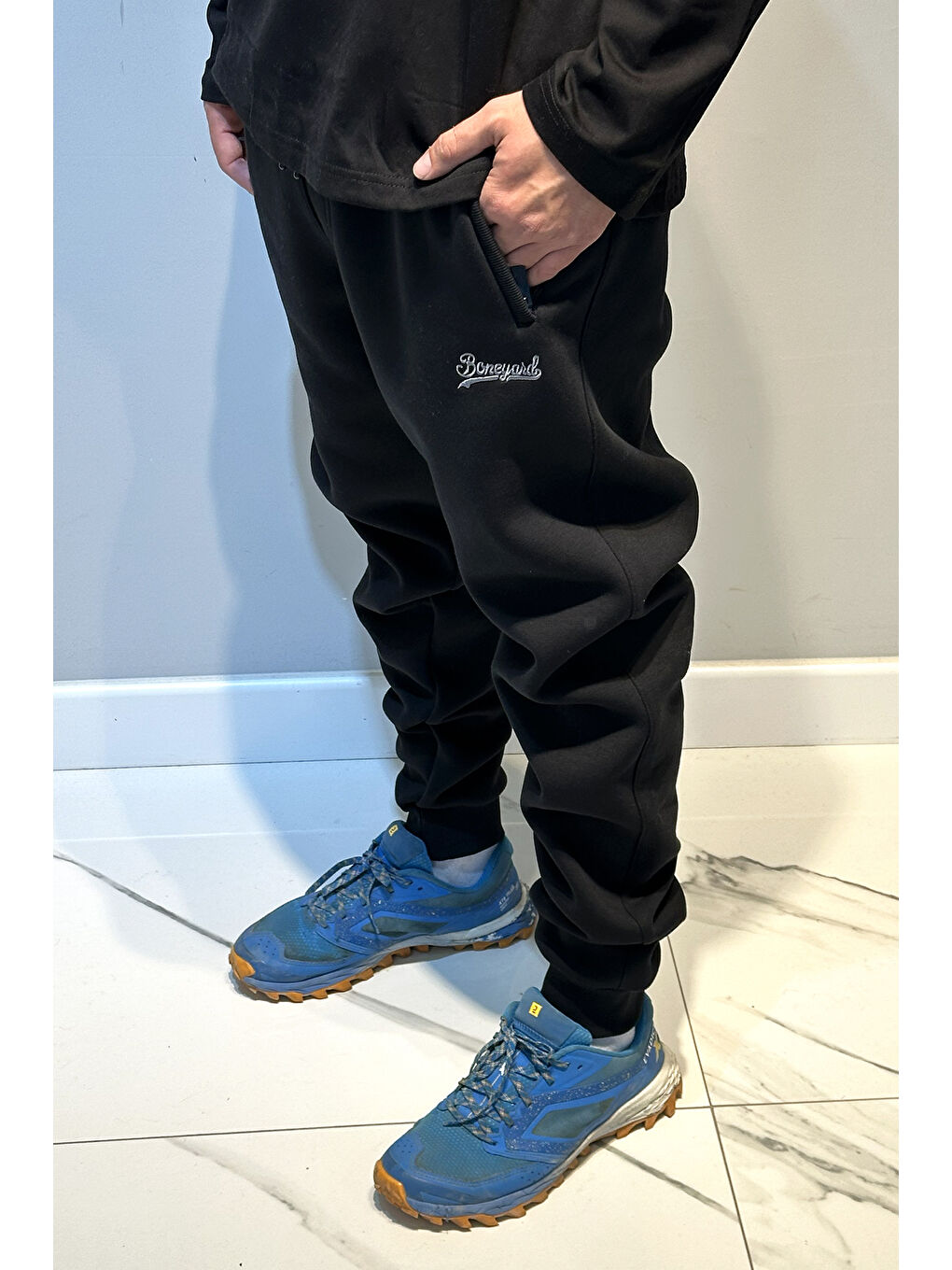 Erkek Paçası ve Beli Lastikli Üç İplik Şardonlu Eşofman Altı 0341 Lacivert-3