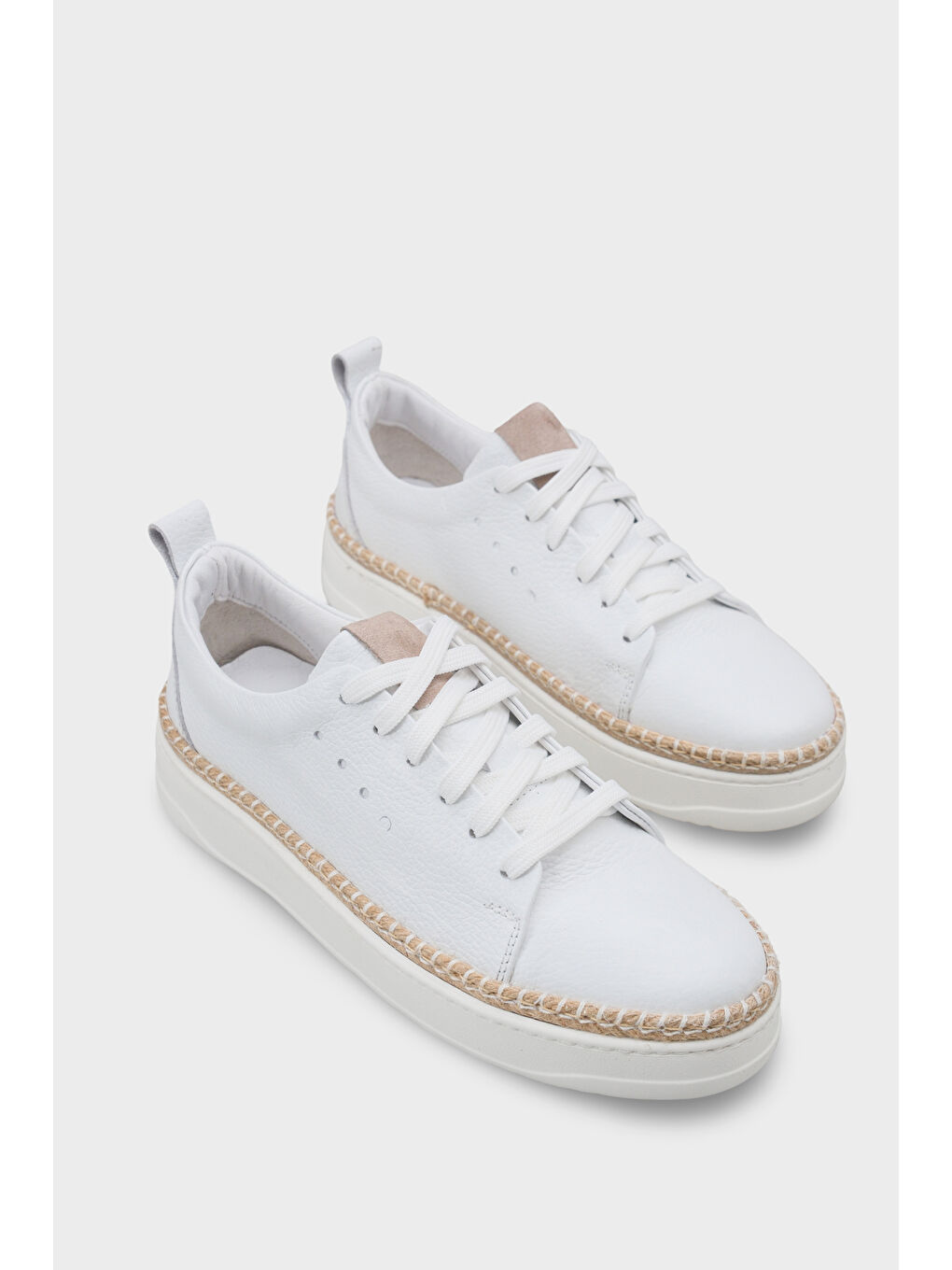 Beyaz Skippy Hakiki Der Süet Bağcıklı İçi Hakiki Deri Astarlı Erkek Günlük Sneaker Ayakkabı-1