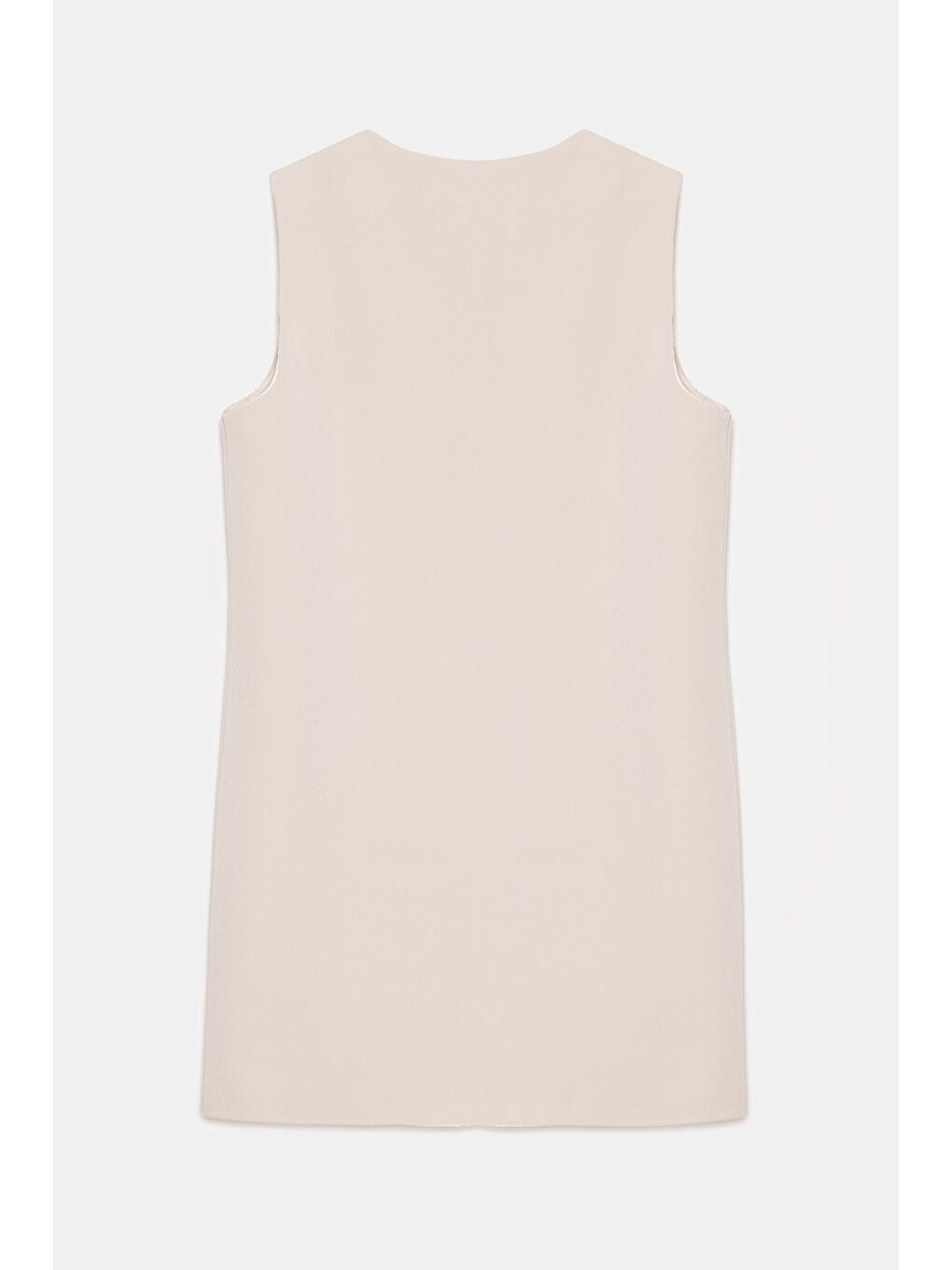 Bej Taş Kadın V Yaka Agraf Kapama Rahat Kesim Cepli Dokuma Uzun Yelek-4