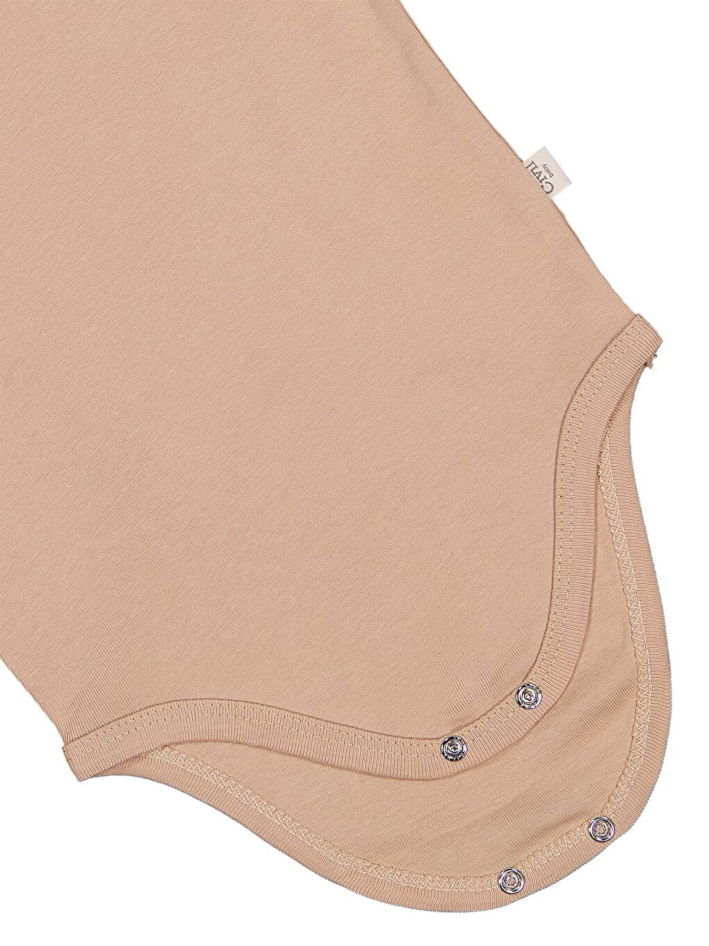 Baby Düz Renkli Kısa Kol 1-3 Yaş Çıtçıtlı Badi - Kahverengi-1