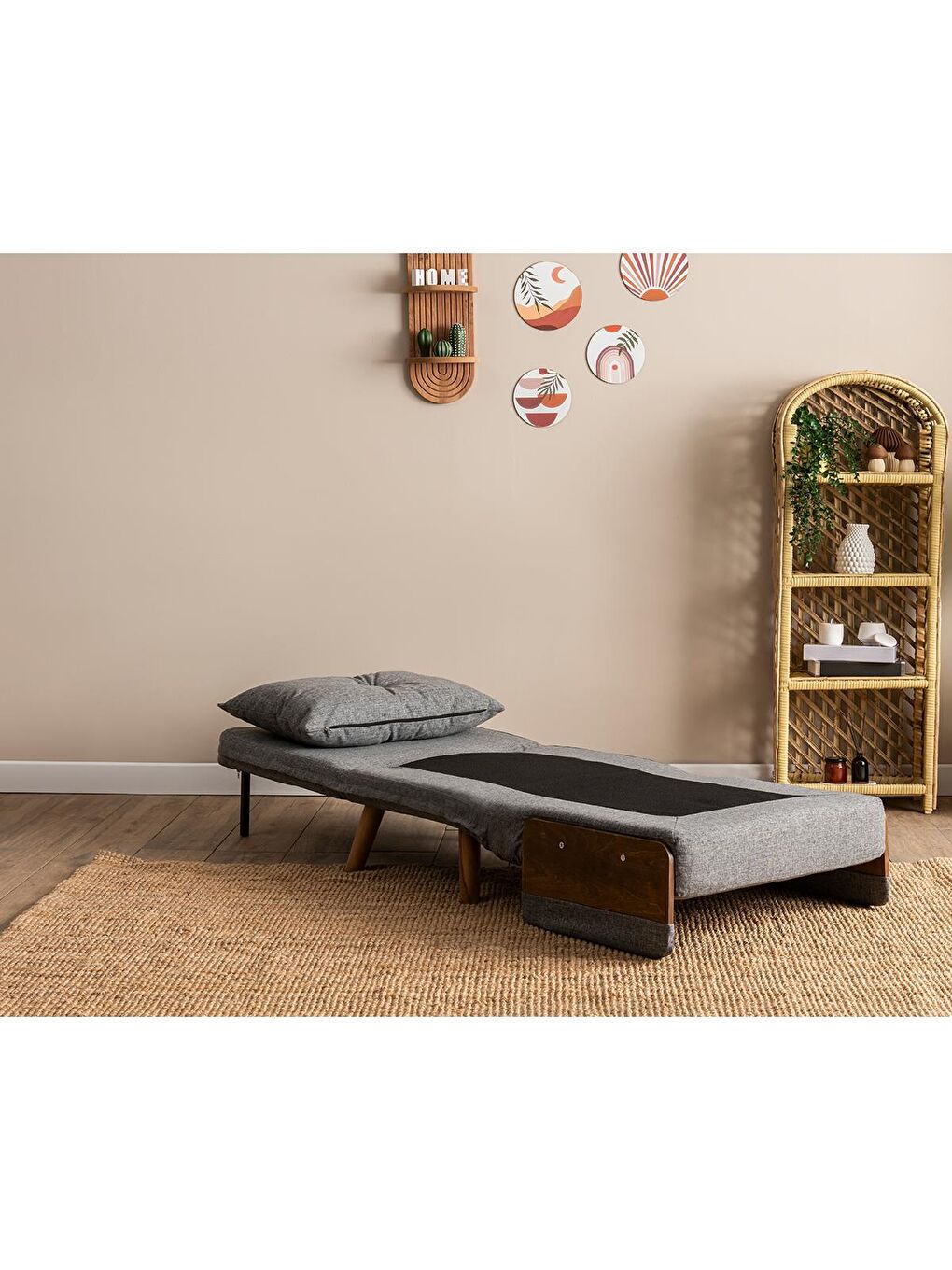 Cosmo Tekli Katlanır Yataklı Koltuk - Keten Açık Gri-1