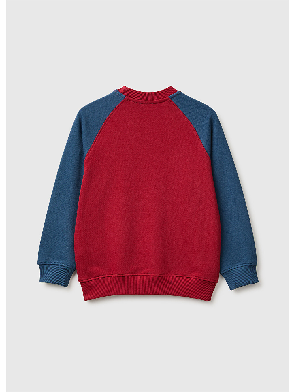 Erkek Çocuk Kırmızı Önü İşlemeli Ribanalı Reglan Kollu Bisiklet Yaka Sweatshirt-1