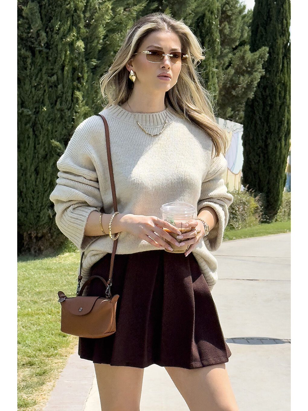 Bej Regular Fit Bisiklet Yaka Basic Triko Kazak 4616213