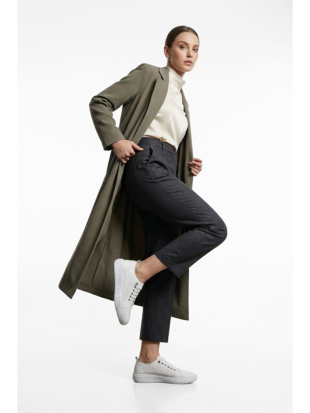 Beyaz Kadın CANLI BEYAZ Bağcıklı Hakiki Deri Comfort Ayakkabı-2