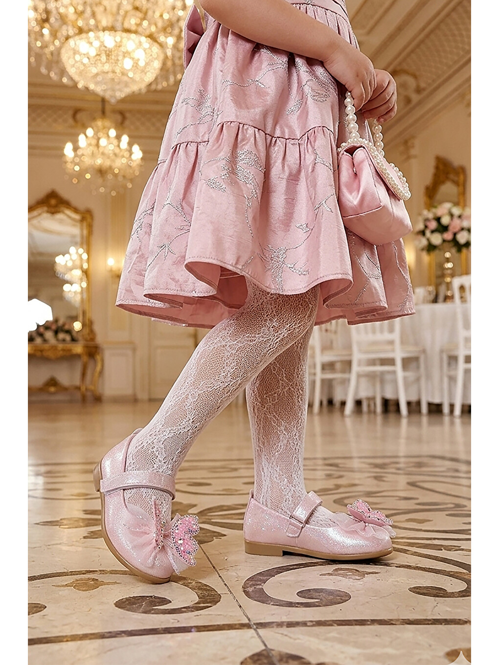 Pembe Fly Cırtlı Kelebek Aksesuarlı Kız Bebek / Çocuk Babet Ayakkabı-2