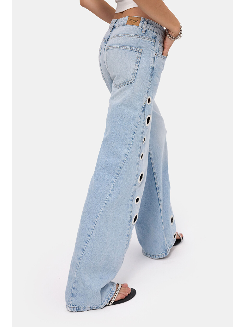 Mavi Kadın Ice 4s6-3 Palazzo Fit Kuş Gözü Detaylı Tasarım Denim Jean-2