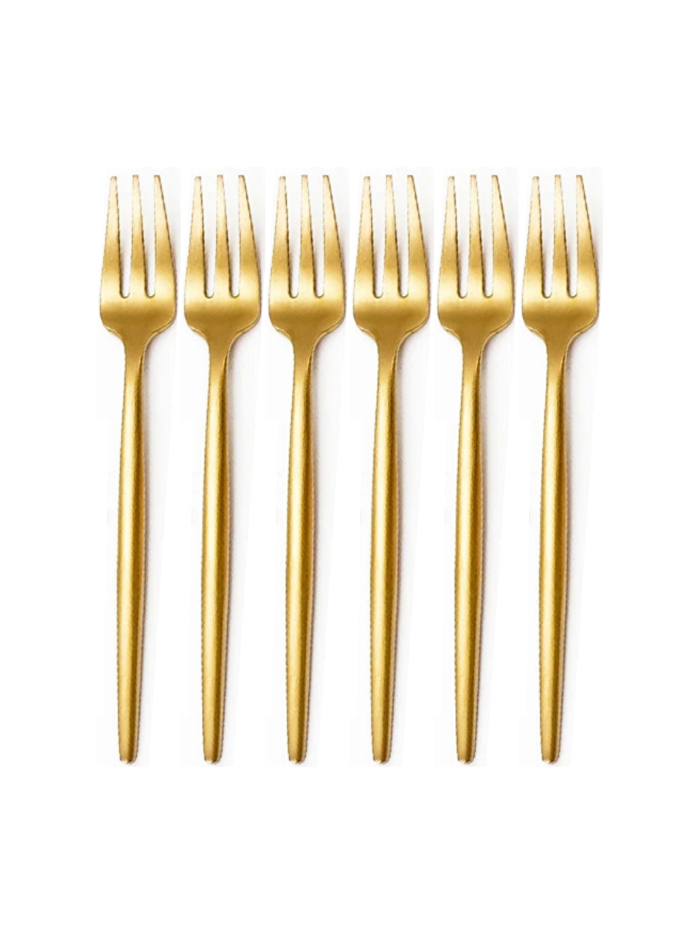 Sarı Gold Limon Ve Fondü Çatalı, Gold 6'lı  Çatal Takımı 13 Cm