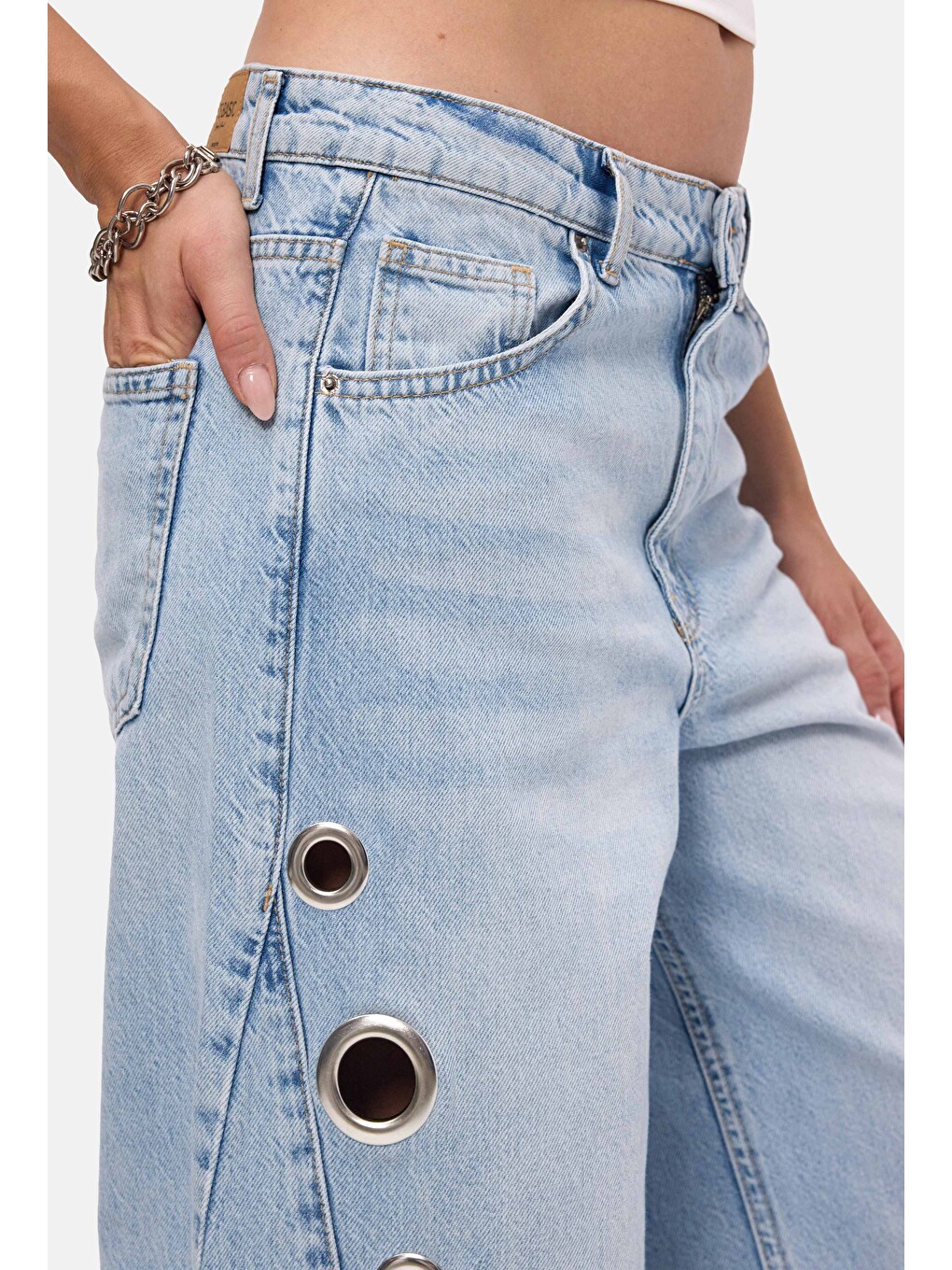 Mavi Kadın Ice 4s6-3 Palazzo Fit Kuş Gözü Detaylı Tasarım Denim Jean-3