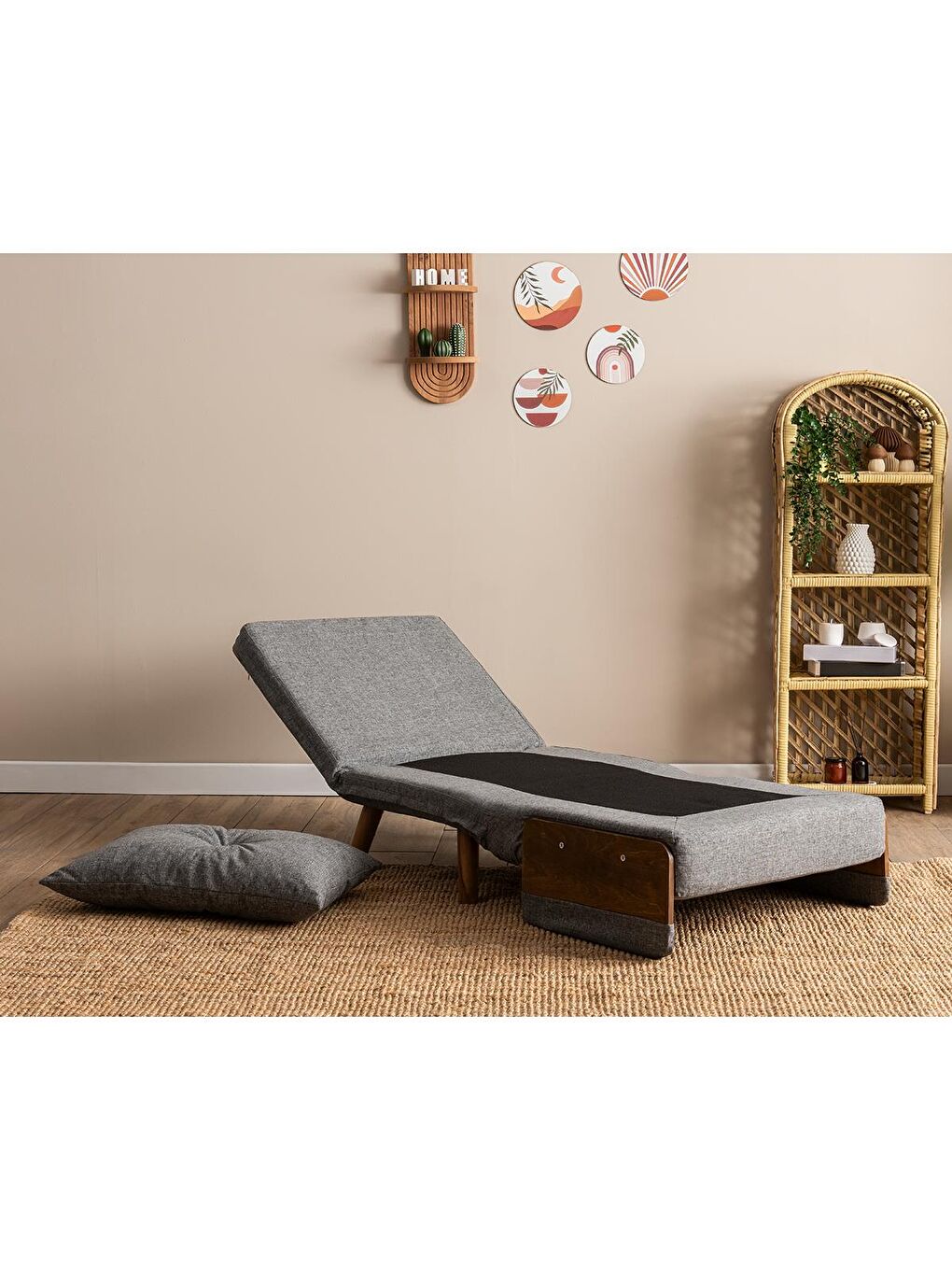Cosmo Tekli Katlanır Yataklı Koltuk - Keten Açık Gri-3